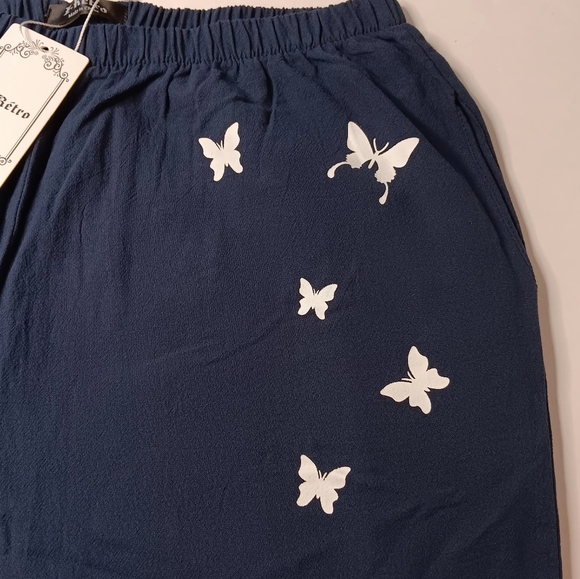 NWT women's 2XL pants Tapered high rise,E retro, butterfly print, Pockets. - Picture 13 of 14